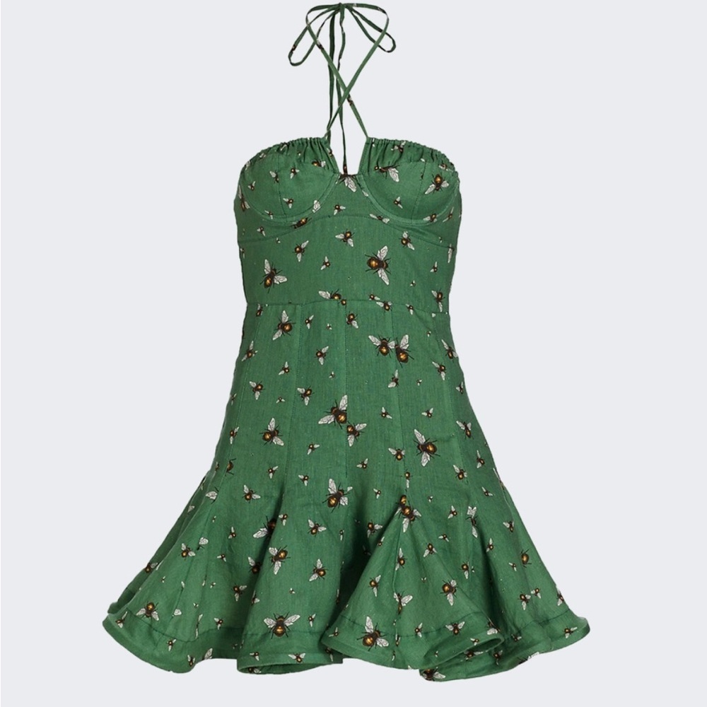 Agua by Agua Bendita Anturio Astro Esmeralda Linen Bee Dress – Size Small - Picture 2 of 5